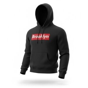 Unisex  Brooklyn logo black hoodie size M